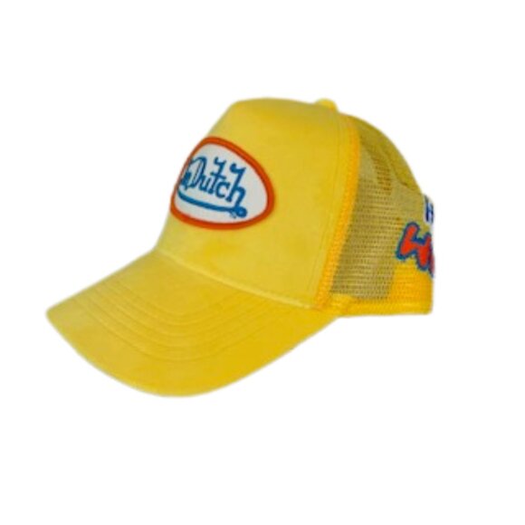 VON DUTCH HOLLYWOOD VELVET TRUCKER HAT IN YELLOW NWT - Picture 4 of 12